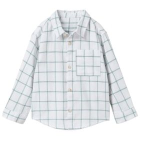 NWT, Zara, Plaid shirt, Ecru/Green, size 4/5.